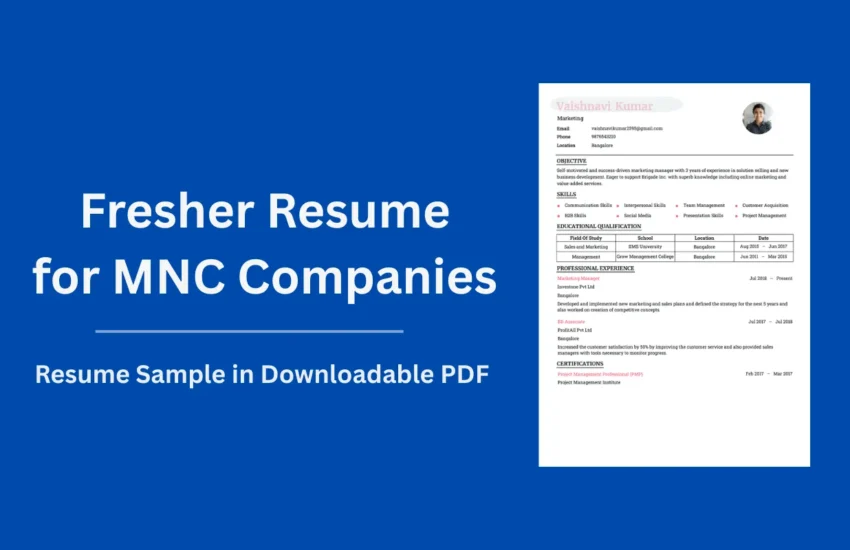 Fresher Resume for MNC Companies